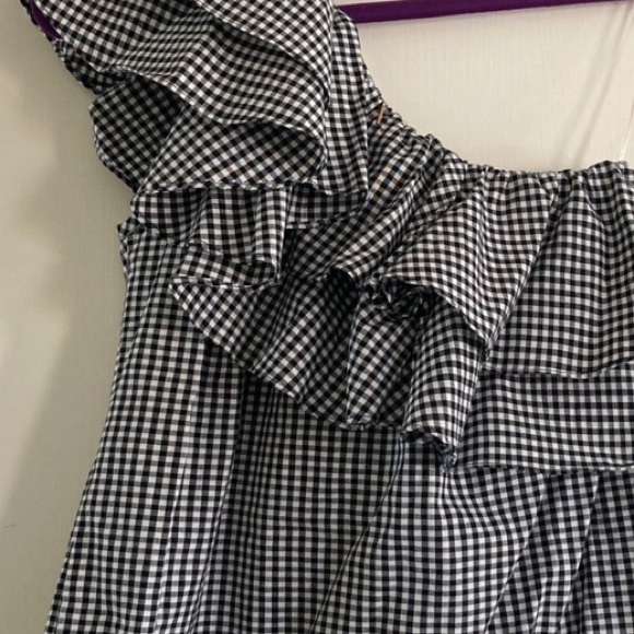 Miss Los Angeles Gingham One-Shoulder Ruffle Top - Picture 2 of 8